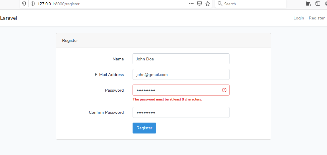 Laravel Authentication : Registration,Login,Password Reset